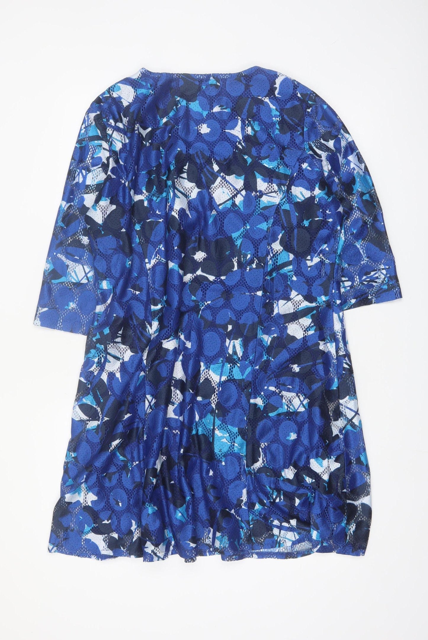 Via Veneto Women's Blue Geometric A-Line Dress Size 18