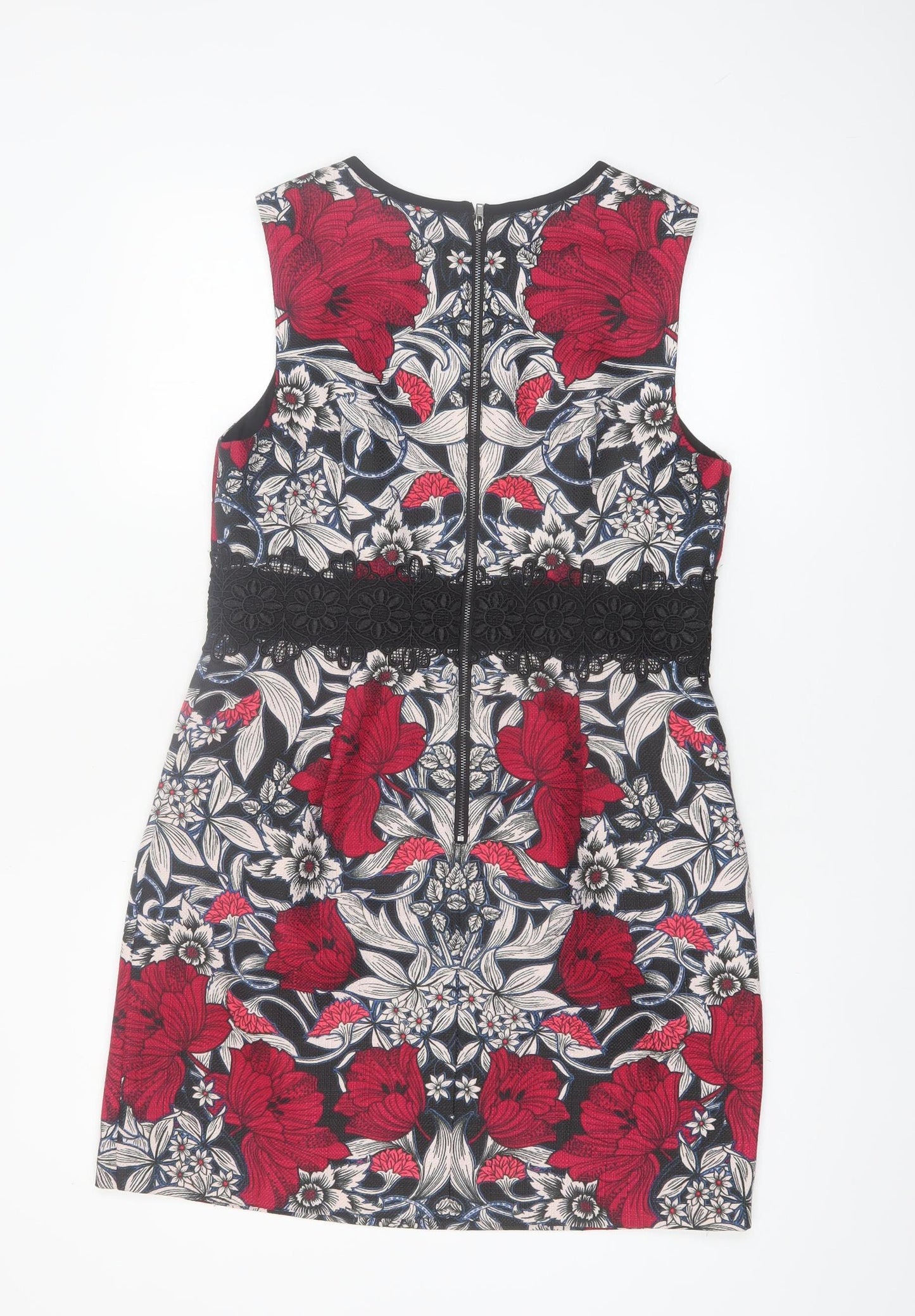 Warehouse Women's Multicoloured Floral Lace Shift Dress UK 14