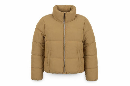 ONLY Women’s Brown Short Puffer Jacket L Zip Padded Winter Coat