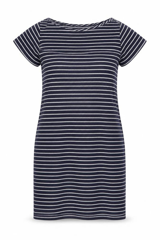 Jigsaw Women Blue Striped Cotton T-Shirt Dress M