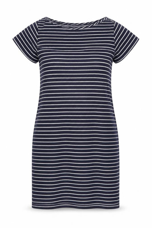 Jigsaw Women Blue Striped Cotton T-Shirt Dress M