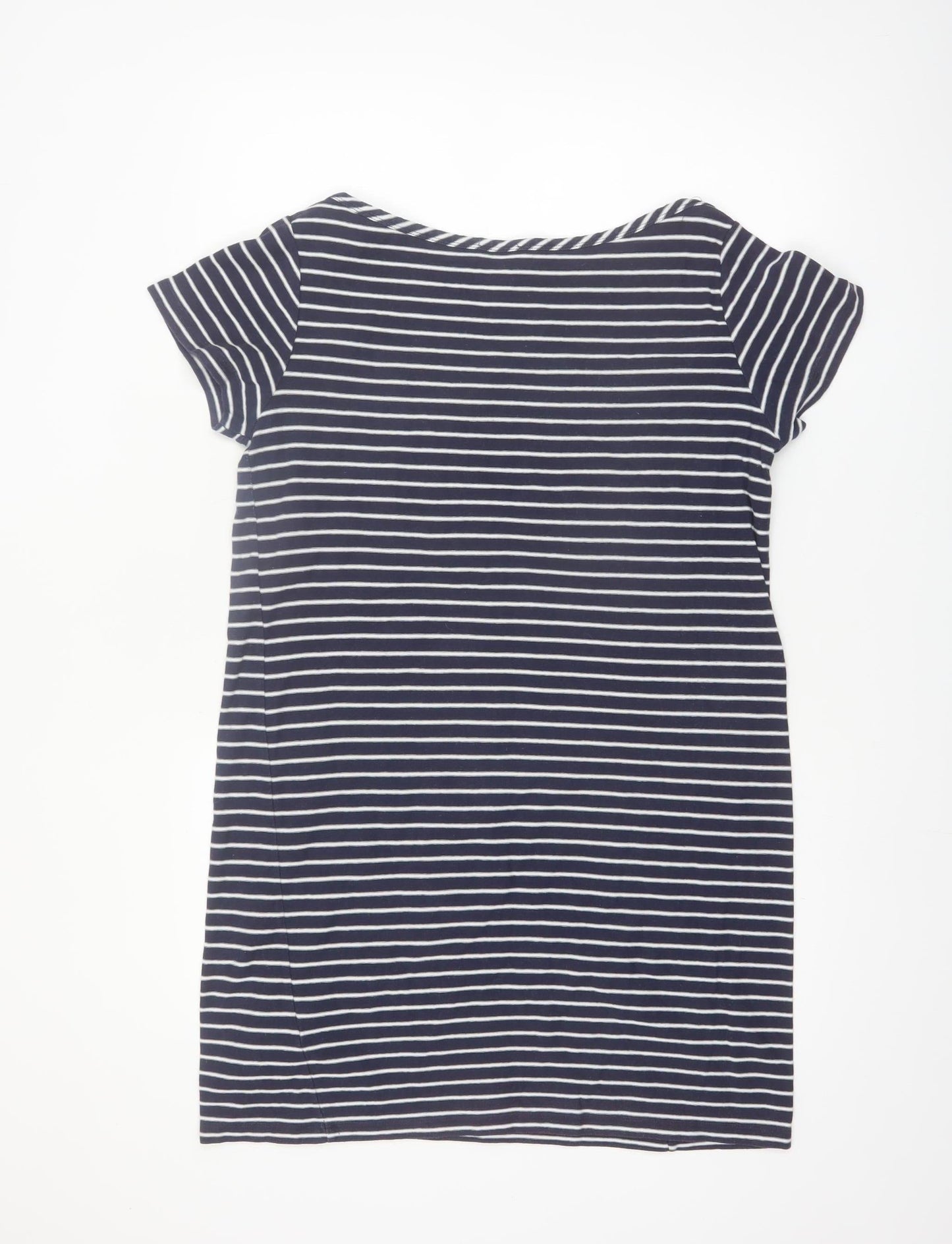 Jigsaw Women Blue Striped Cotton T-Shirt Dress M