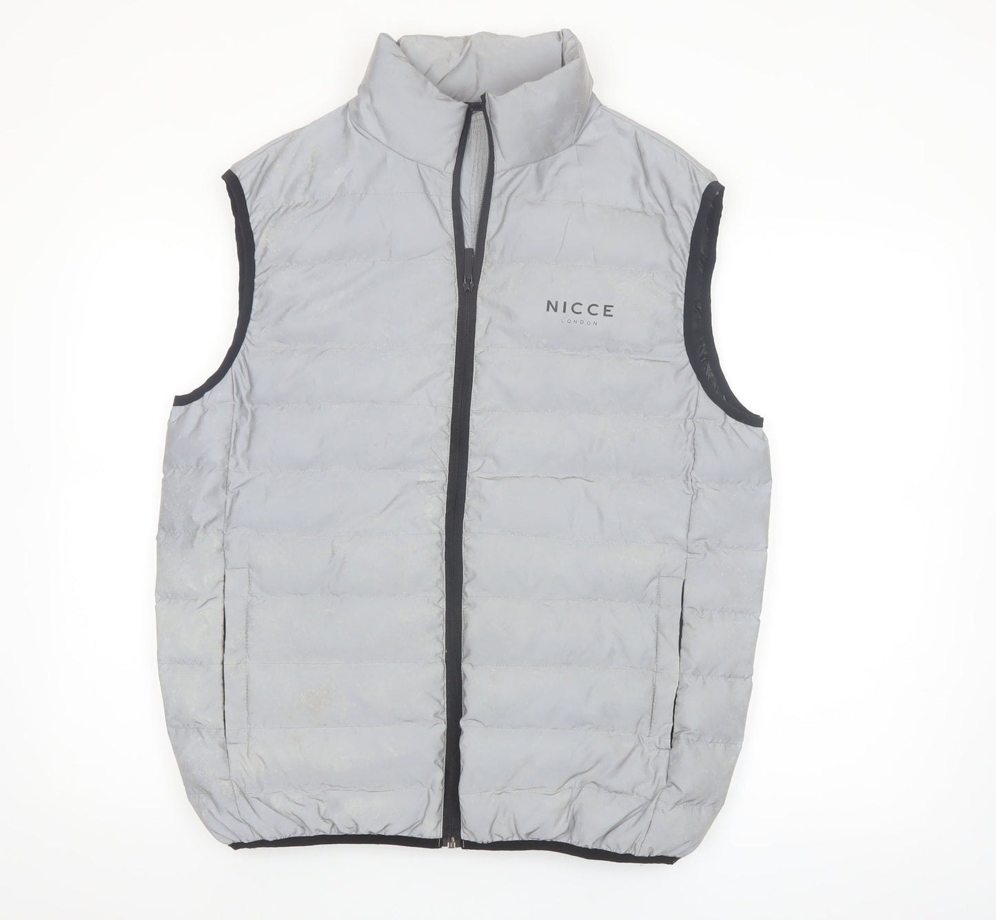 Nicce London Men's Grey Puffer Waistcoat Vest Size L Regular Fit
