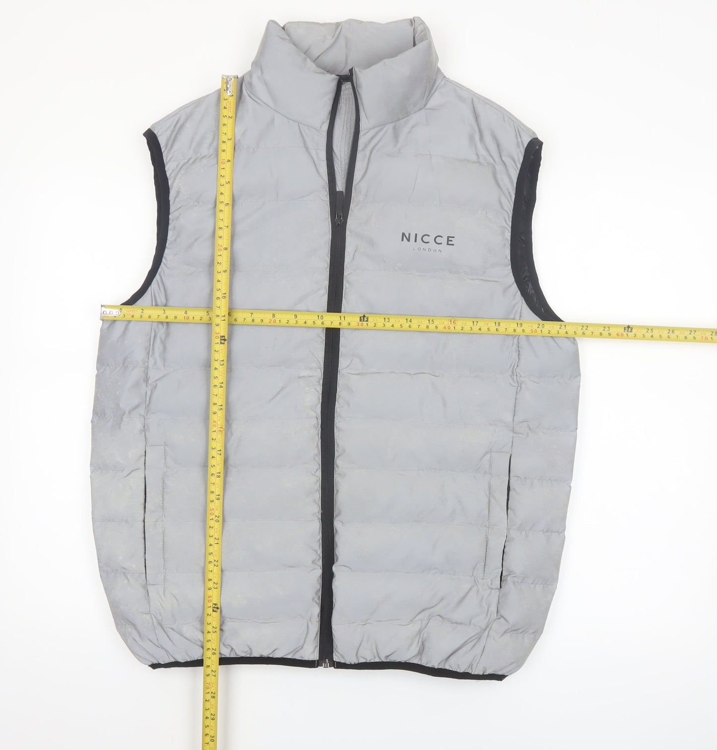 Nicce London Men's Grey Puffer Waistcoat Vest Size L Regular Fit