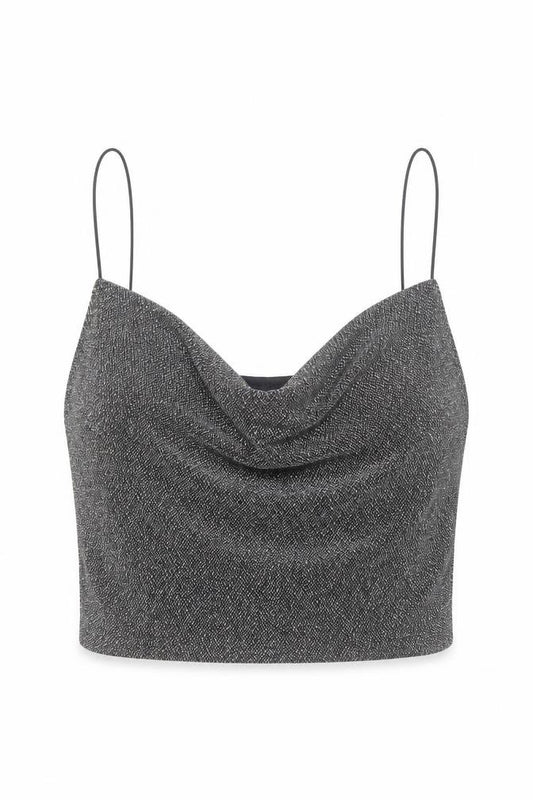 H&M Divided Women’s Silver Cowl Neck Glitter Camisole Top Size 8