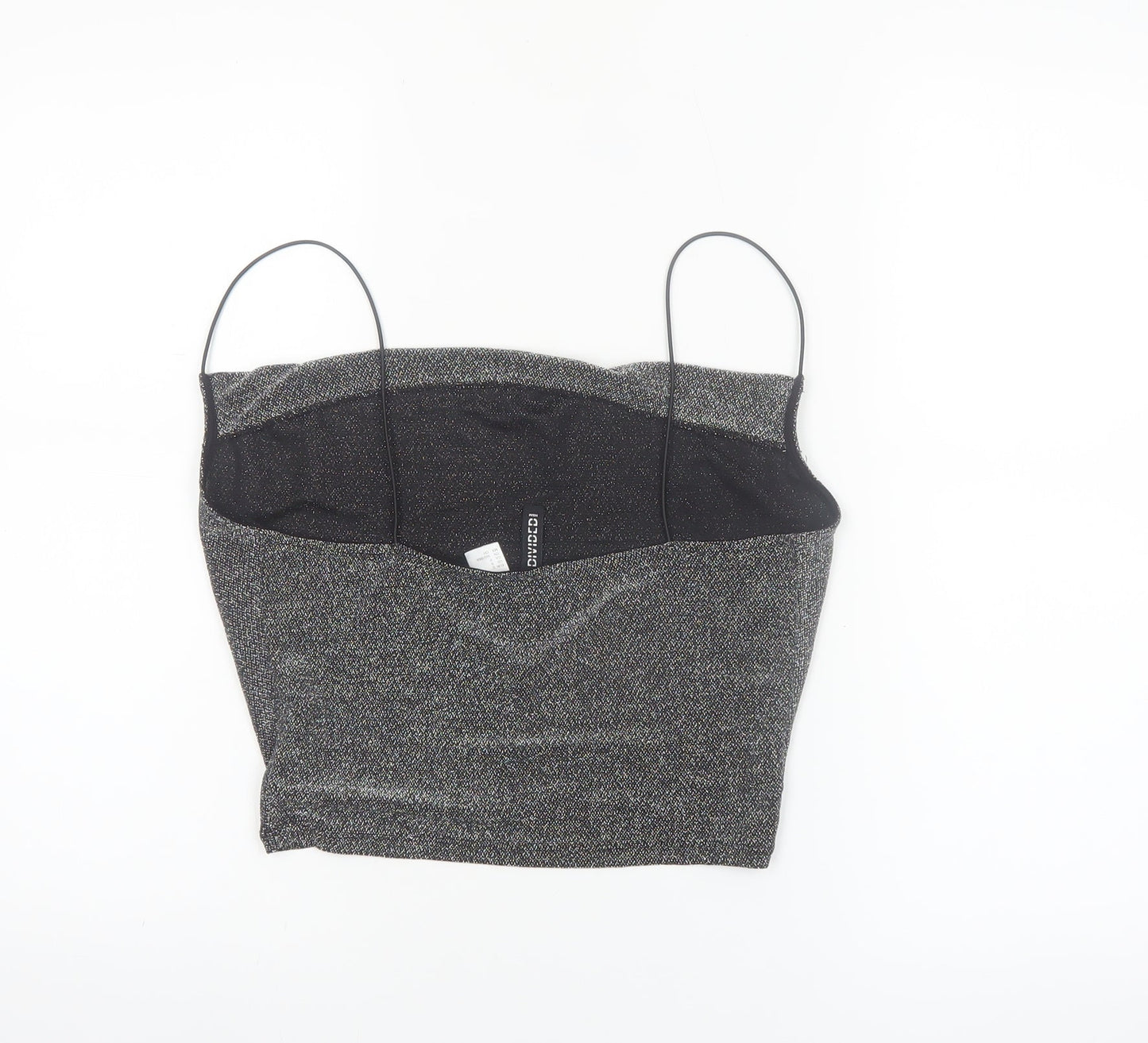 H&M Divided Women’s Silver Cowl Neck Glitter Camisole Top Size 8