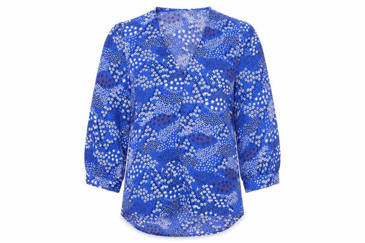 Emily & Me Women Blue Floral Wrap Blouse Size 8