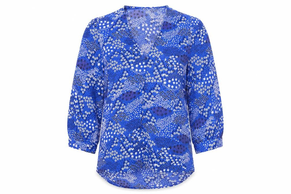 Emily & Me Women Blue Floral Wrap Blouse Size 8