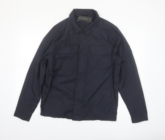 French Connection Men's Blue Polyamide Jacket Size M Casual Mid-Length