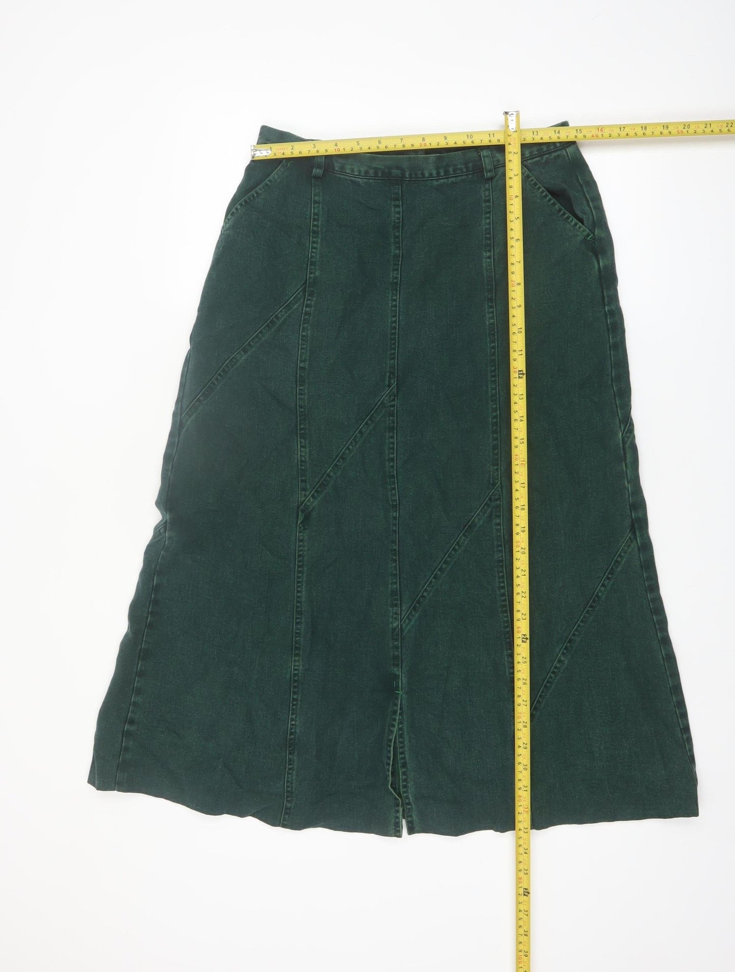 PohjanHeimo Women Green Cotton A-Line Midi Skirt UK12