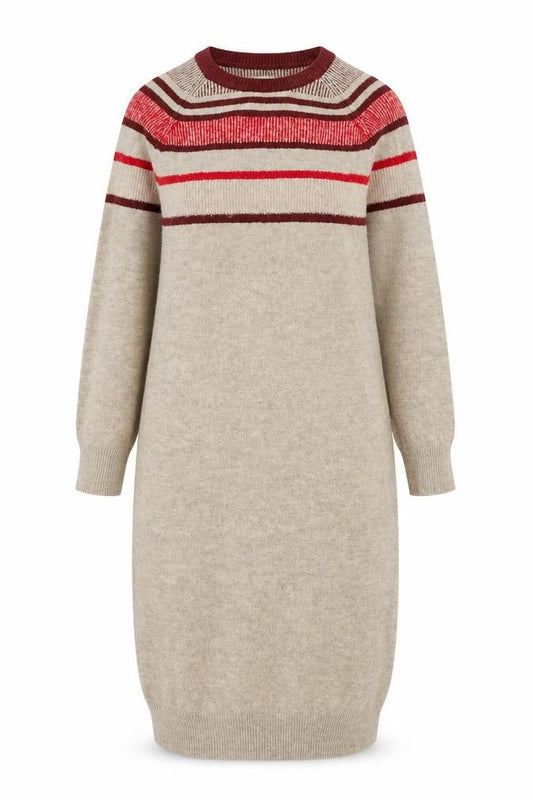 Mantaray Women’s Beige Striped Jumper Dress Size 10 Knit Classic