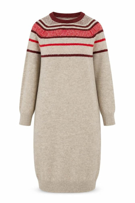 Mantaray Women’s Beige Striped Jumper Dress Size 10 Knit Classic