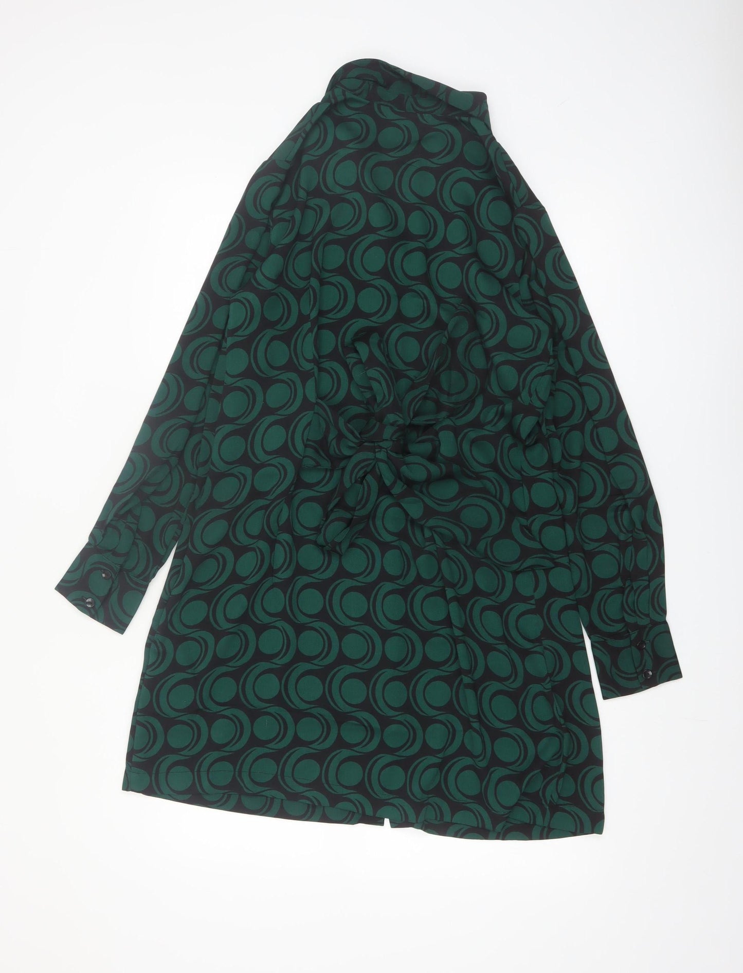 New Look Women’s Green Geometric Collared Shirt Dress UK 12