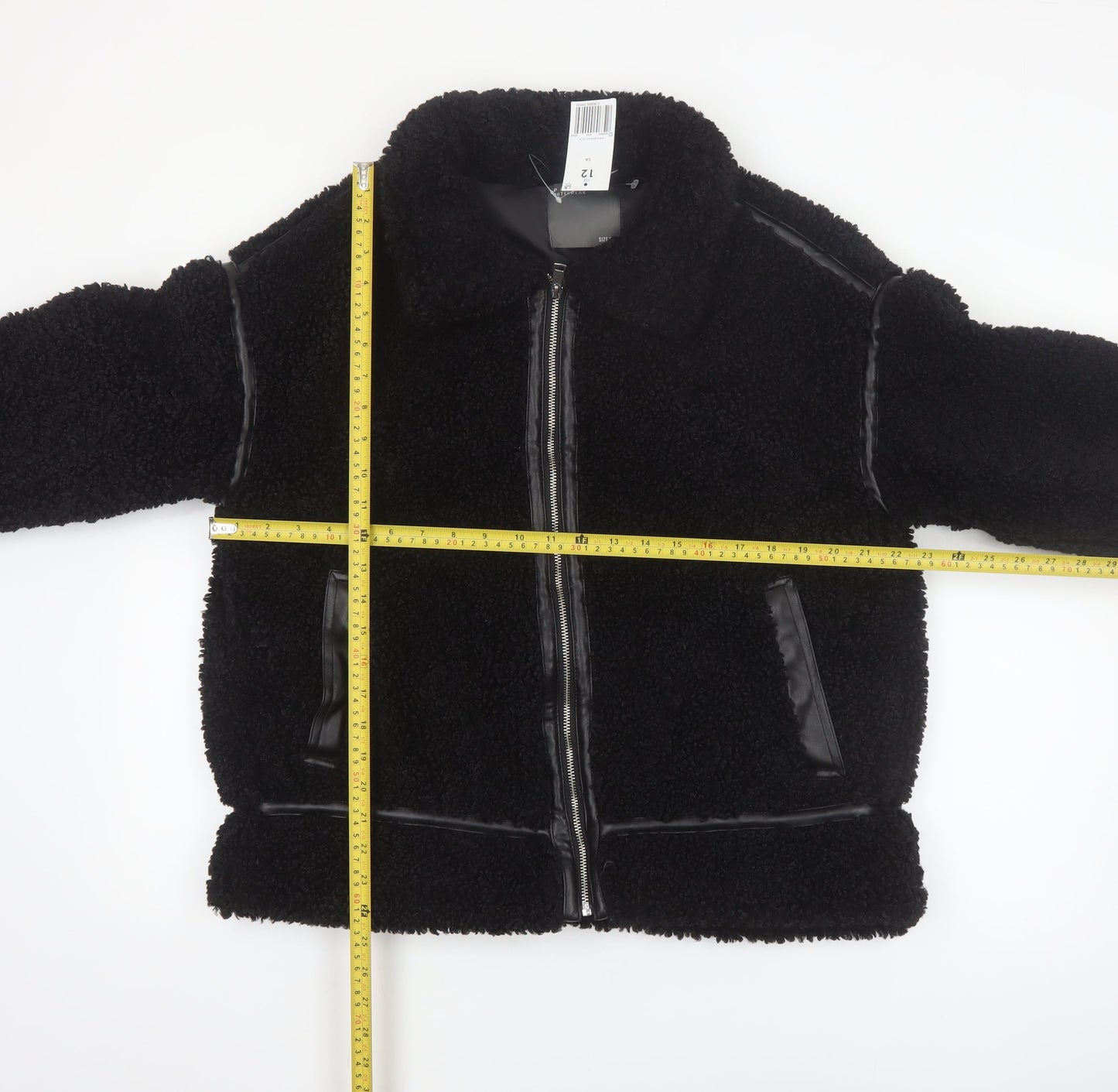 Papaya Women’s Black Faux Shearling Bomber Jacket Size 12
