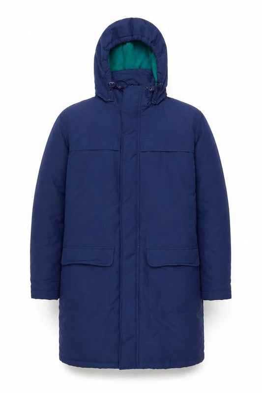 Cotton Traders Women Navy Blue Hooded Parka Coat Size S