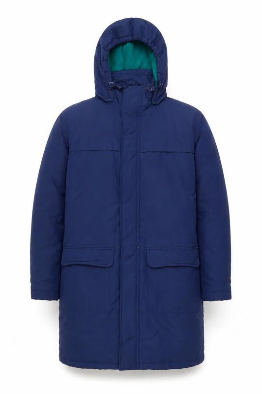 Cotton Traders Women Navy Blue Hooded Parka Coat Size S