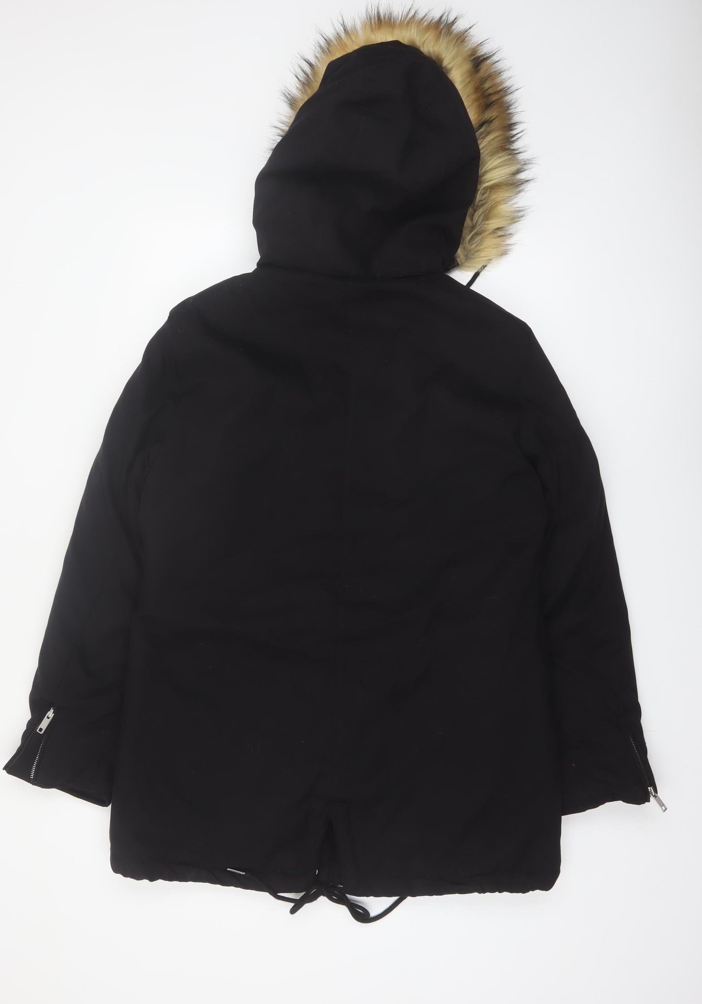 Soulcal & Co Women's Black Faux Fur Hooded Parka Coat Size 14