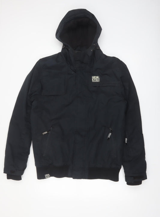 Henleys Womens Black Hooded Parka Jacket M Regular Winter Lined