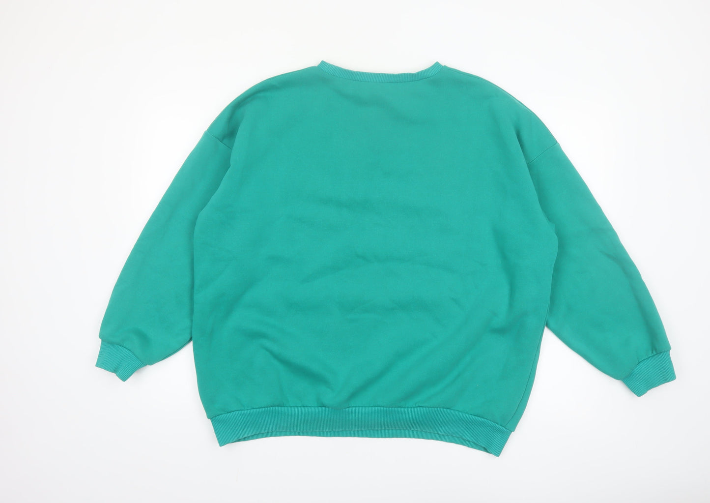 Boohoo Women’s Green Pullover Sweatshirt M Petite Cotton Blend