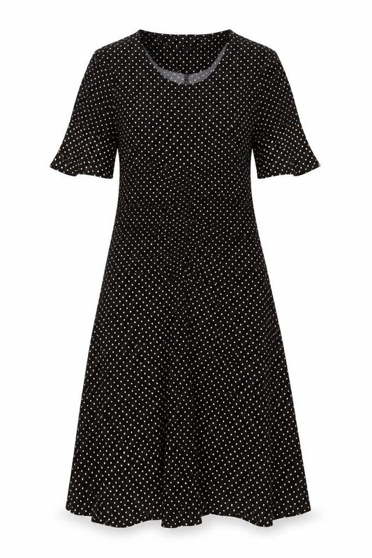 Topshop Womens Black Polka Dot Midi Fit & Flare Dress Size 10