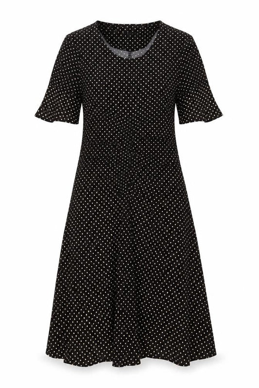 Topshop Womens Black Polka Dot Midi Fit & Flare Dress Size 10