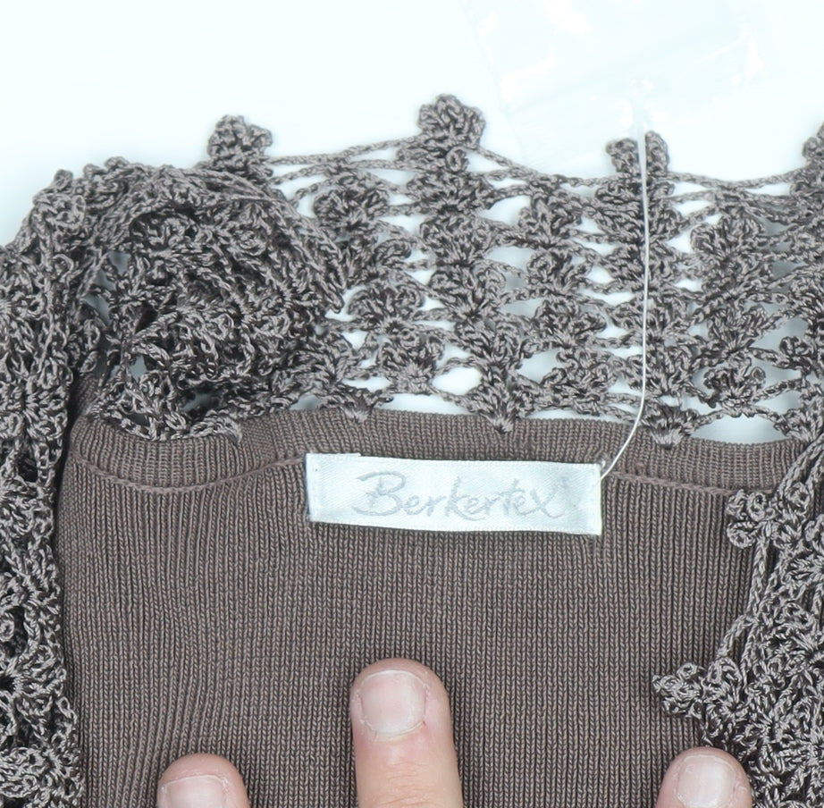 Berkertex Women Brown Size 22 Crochet Trim Knit Cardigan
