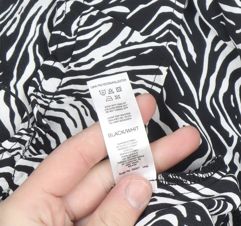 Savida Women’s Black Zebra Print Short A-Line Dress Size 10