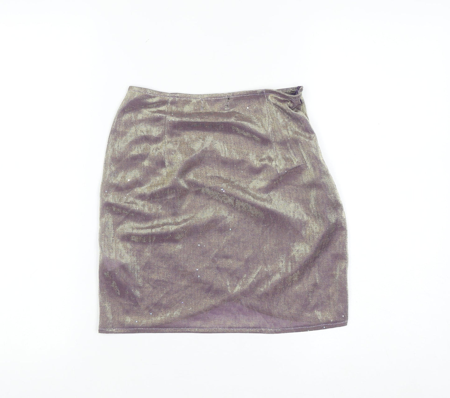 PrettyLittleThing Womens Purple Metallic Wrap Mini Skirt Size 6