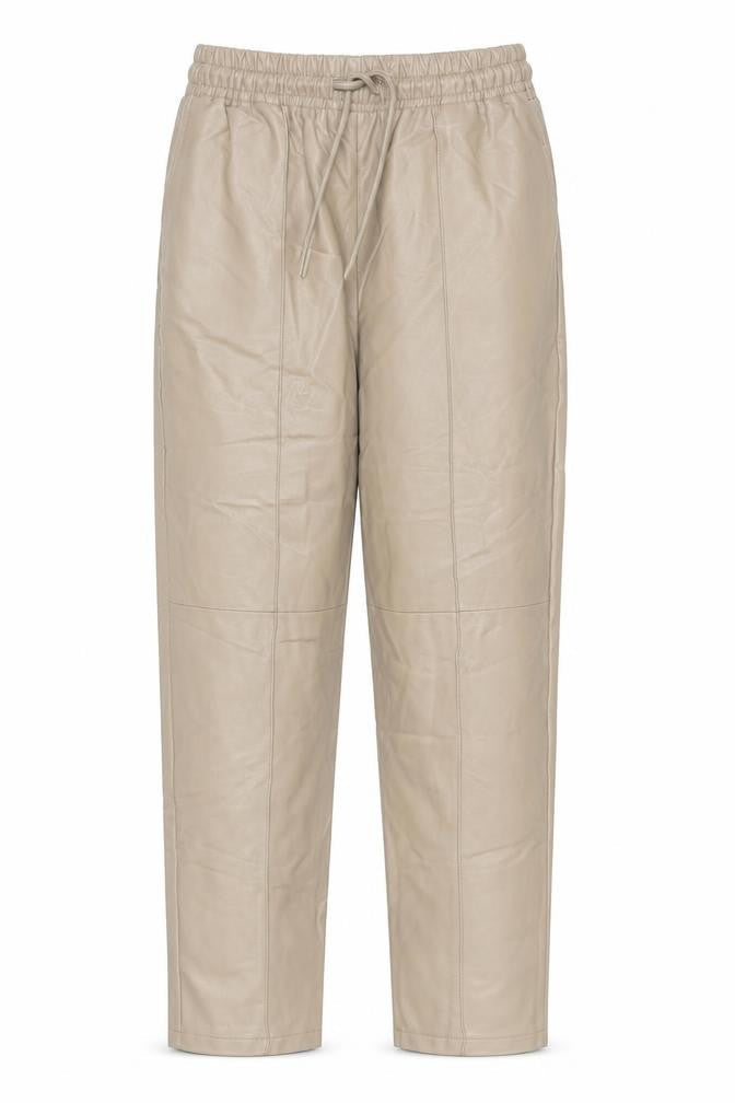 Primark Women Beige Faux Leather Jogger Trousers Size 4