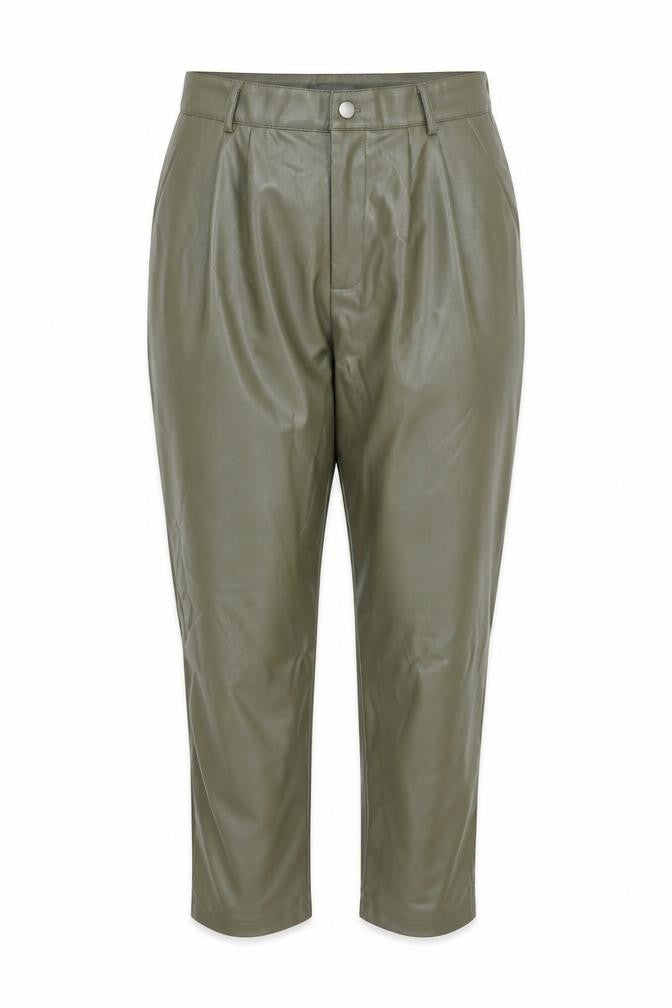 Primark Womens Green Faux Leather High Rise Tapered Trousers Size 14