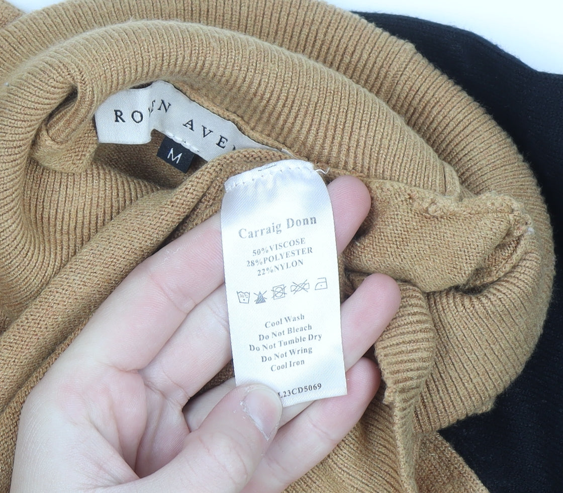 Rowen Avenue Men's Beige Roll Neck Jumper Size M Long Sleeve Knit