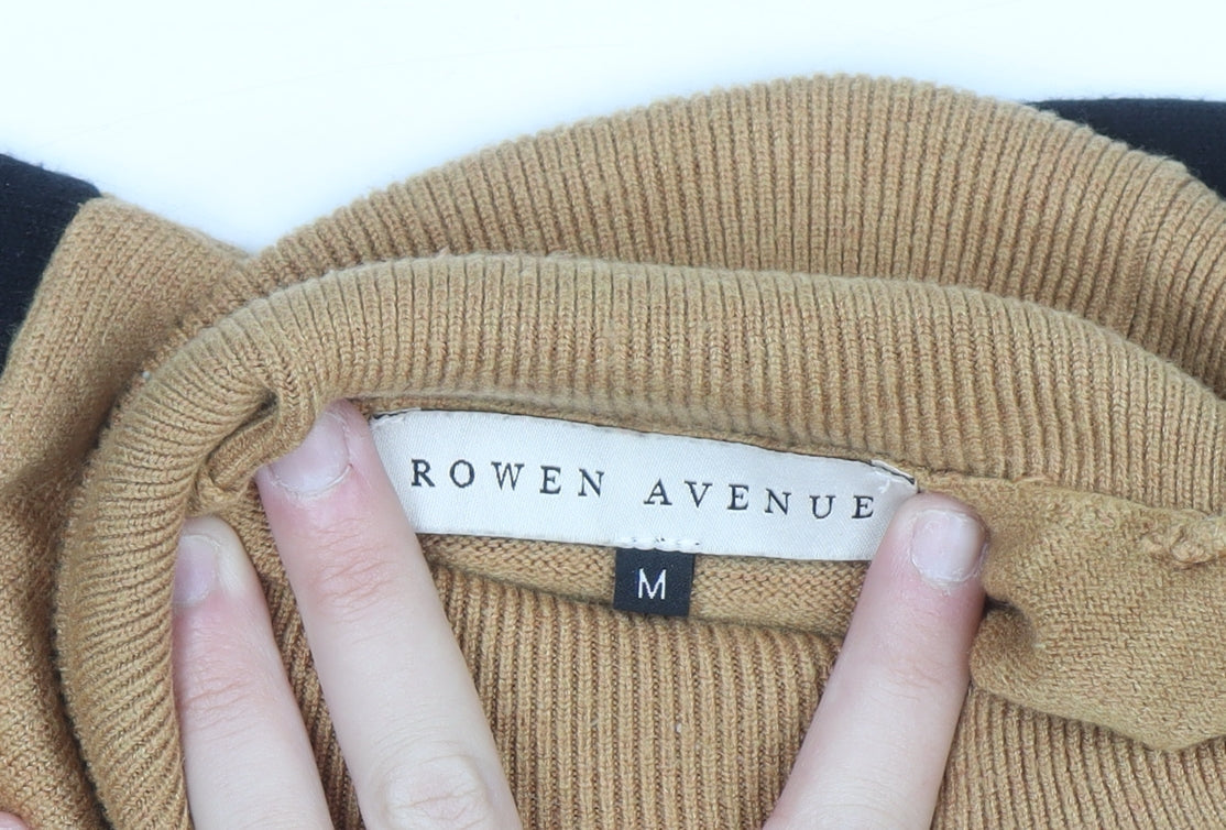 Rowen Avenue Men's Beige Roll Neck Jumper Size M Long Sleeve Knit