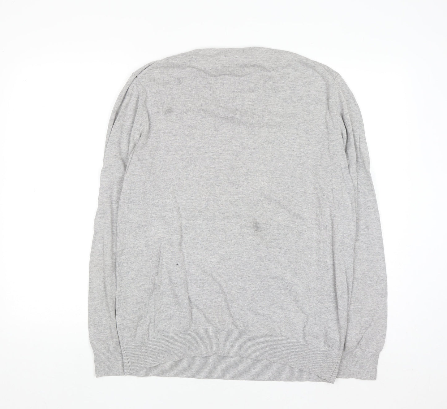 H&M Men Grey Cotton Crew Neck Long Sleeve Pullover Jumper L