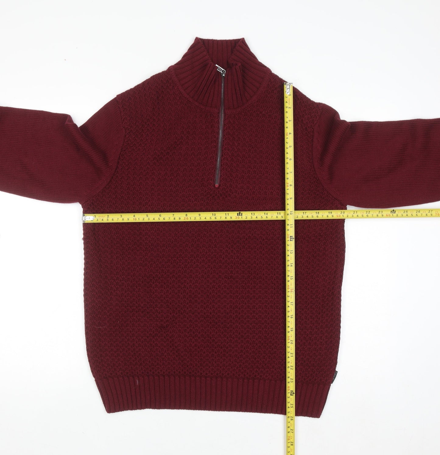 Calvin Klein Men's Red Half Zip Knit Jumper Size L