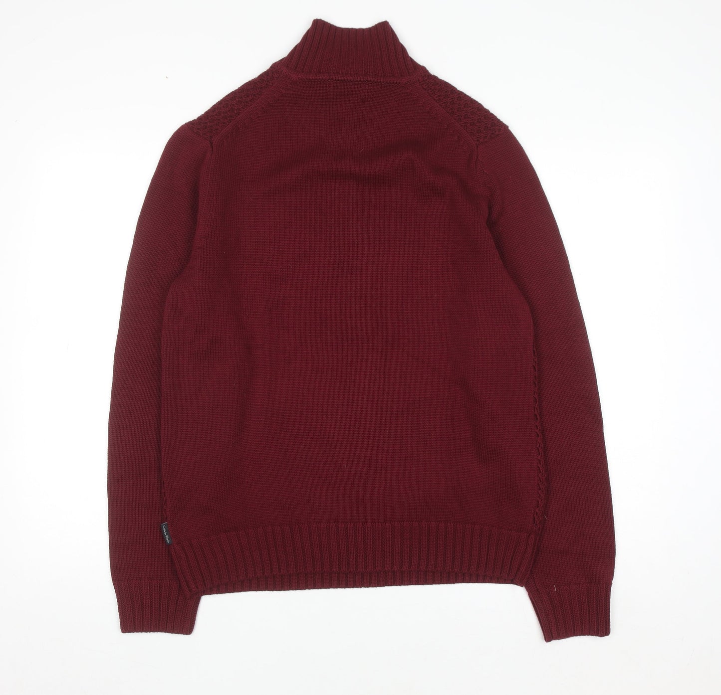 Calvin Klein Men's Red Half Zip Knit Jumper Size L