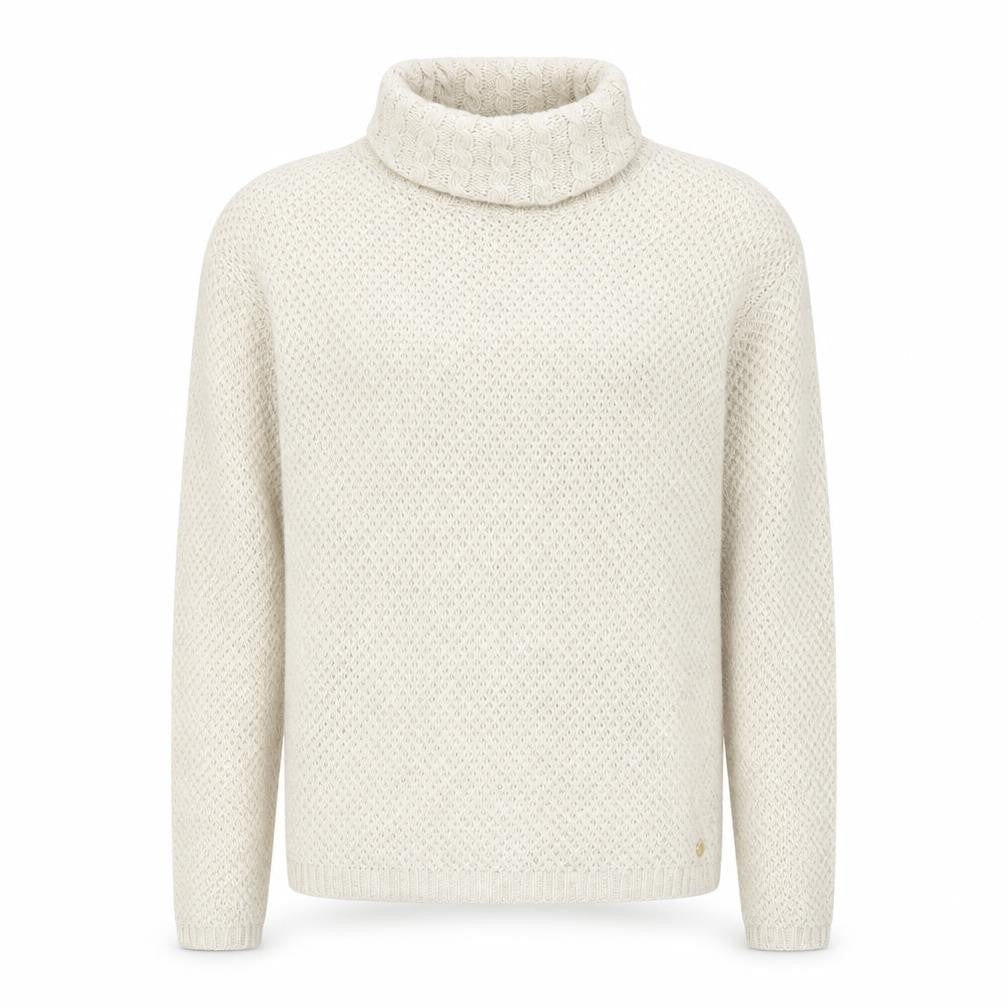 Esprit Men’s Beige Roll Neck Cable-Knit Jumper Size M