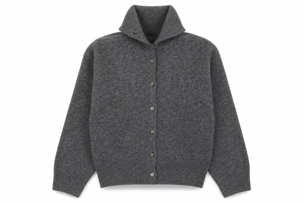 H&M Womens Grey Button Front High Neck Knit Cardigan Size 12