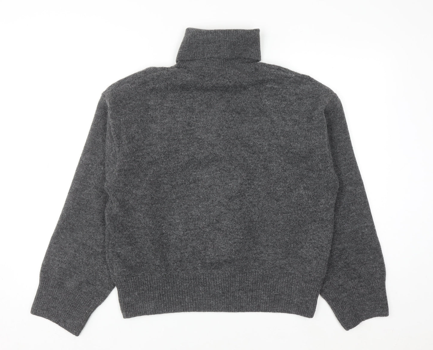 H&M Womens Grey Button Front High Neck Knit Cardigan Size 12