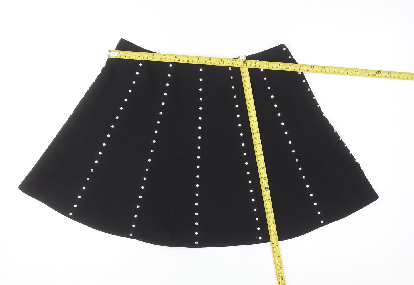 Savida Women’s Black Studded A-Line Short Skirt Size 12
