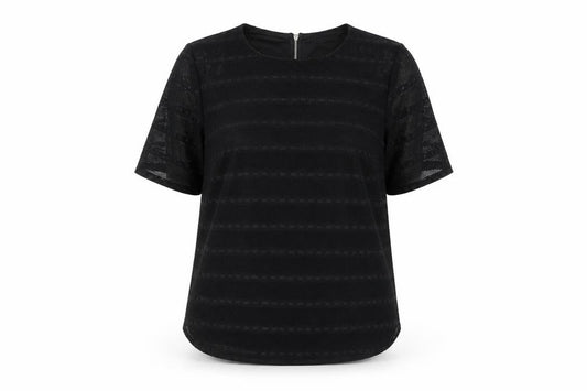 Dunnes Women Black Mesh Zip Back Blouse Size 20