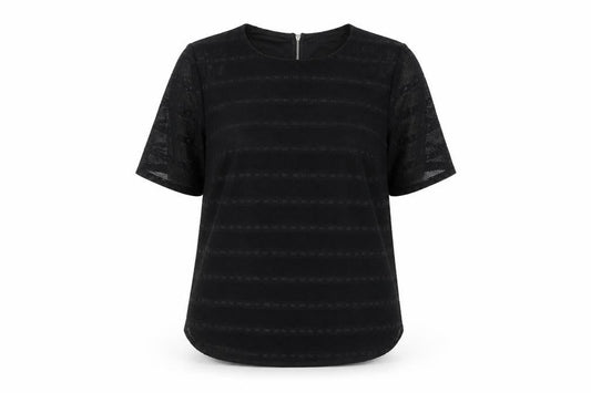 Dunnes Women Black Mesh Zip Back Blouse Size 20