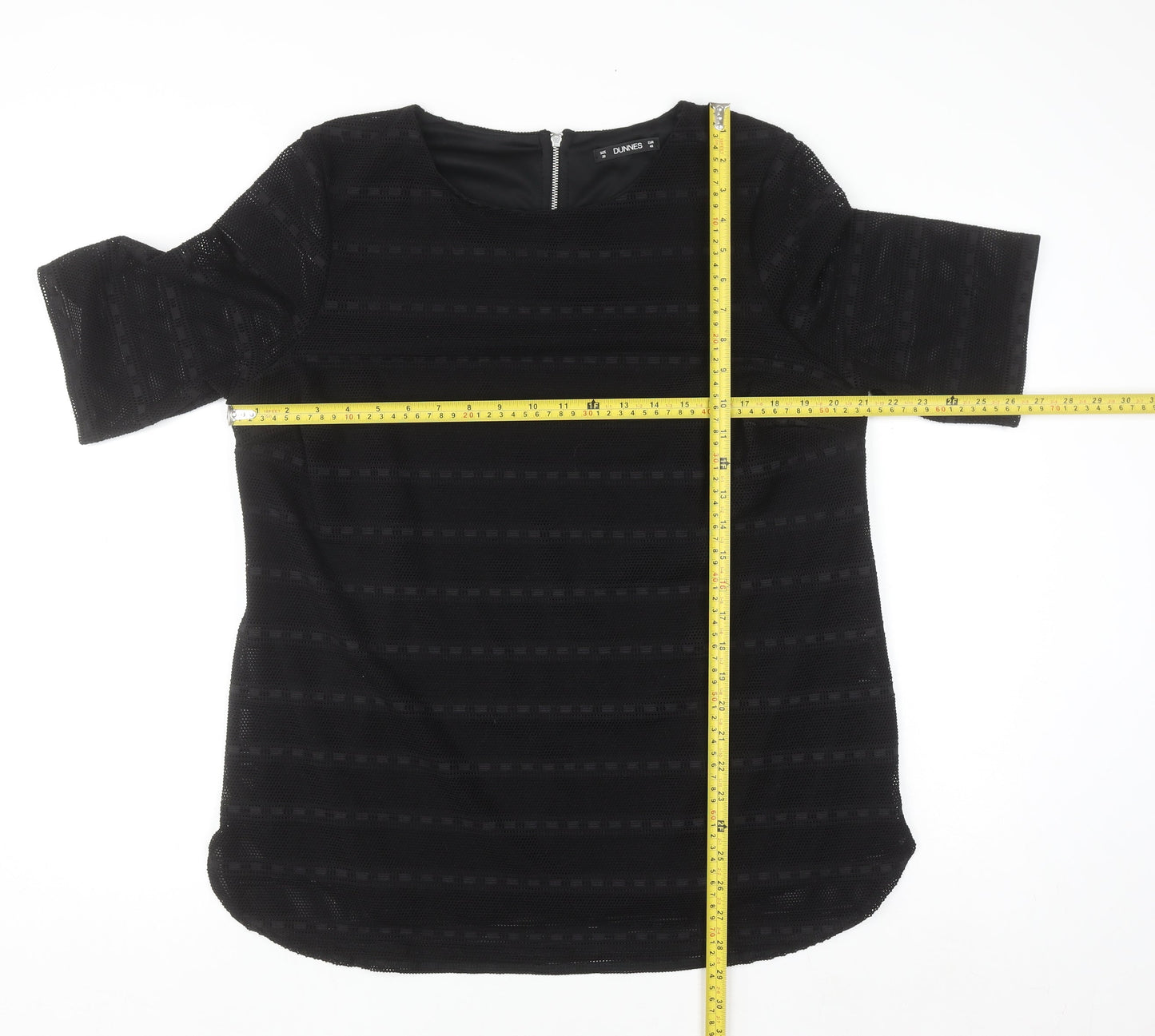 Dunnes Women Black Mesh Zip Back Blouse Size 20