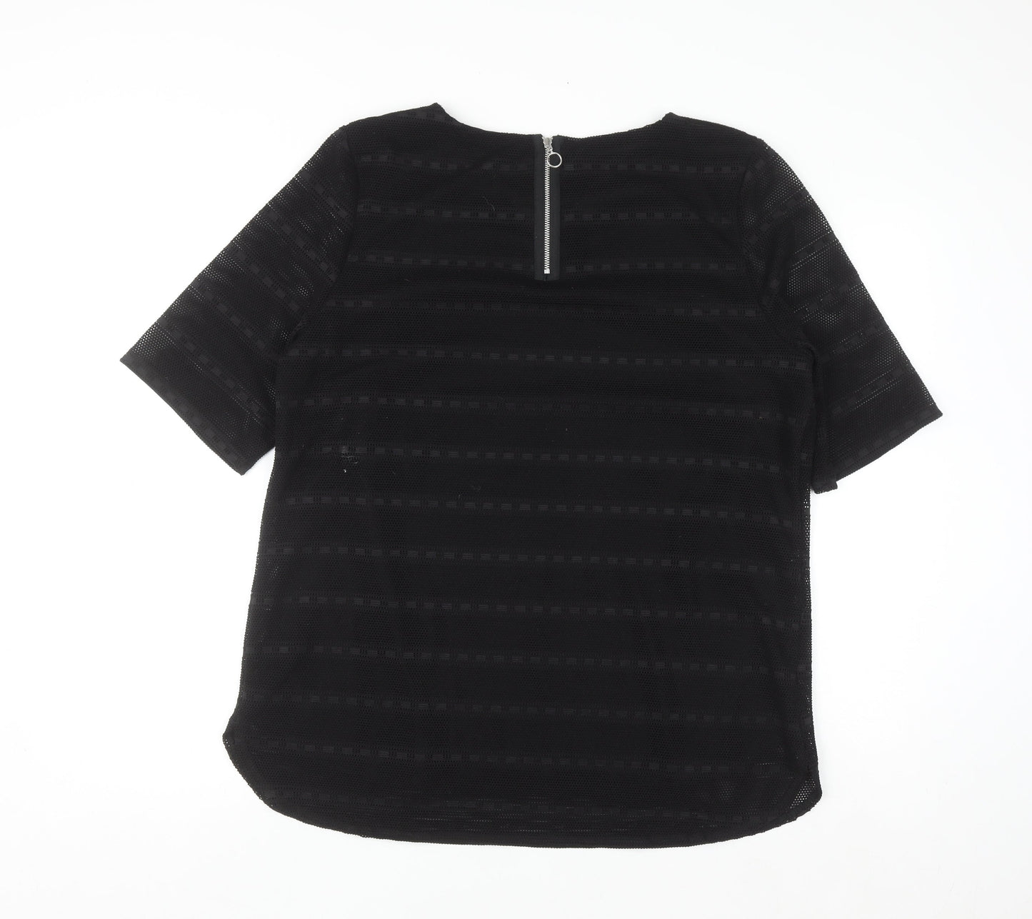Dunnes Women Black Mesh Zip Back Blouse Size 20