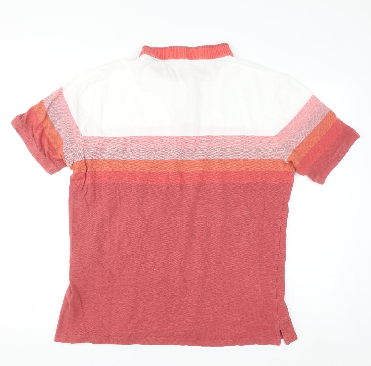 Dunnes Stores Men's Rust Striped Polo Shirt Large Regular Fit Cotton