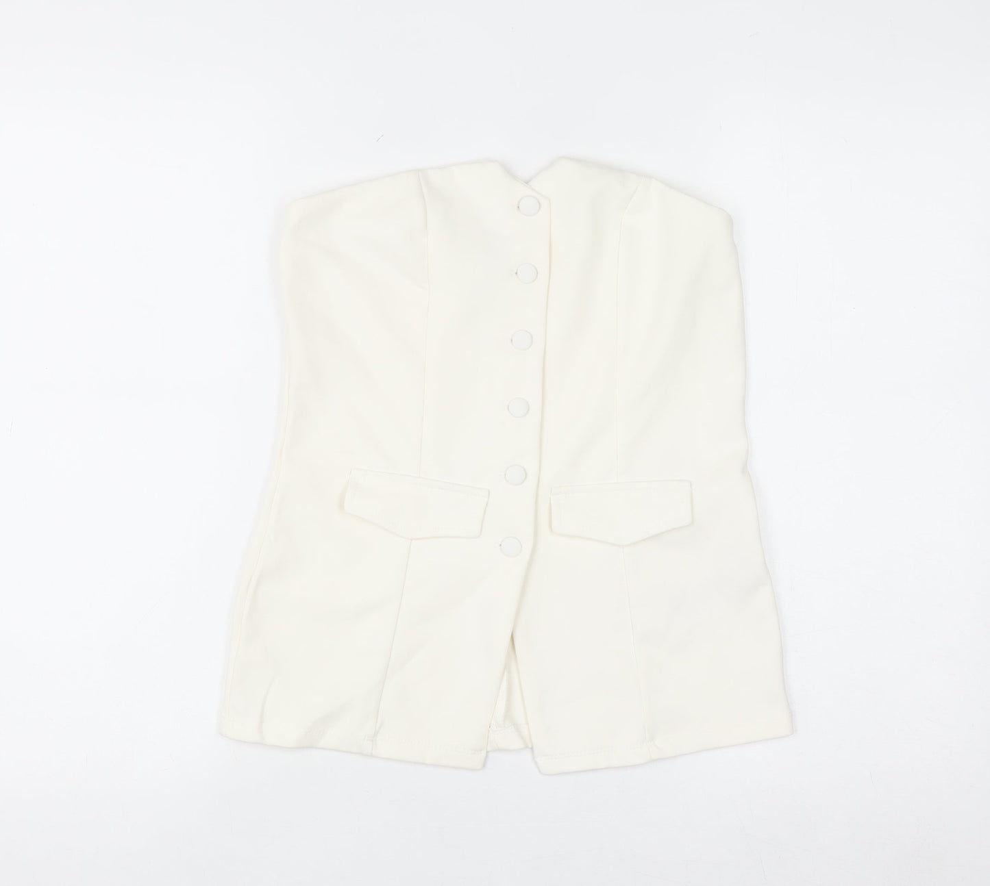 Primark Women Ivory Sleeveless Button Blouse Size S