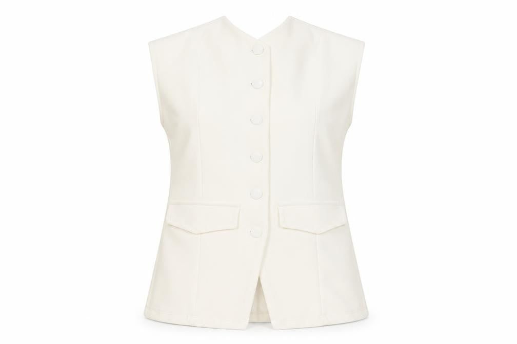 Primark Women Ivory Sleeveless Button Blouse Size S