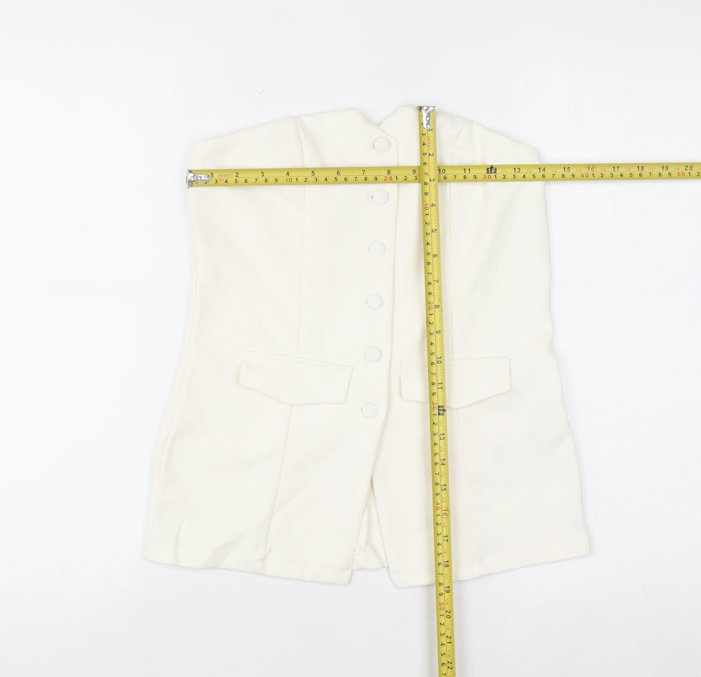 Primark Women Ivory Sleeveless Button Blouse Size S