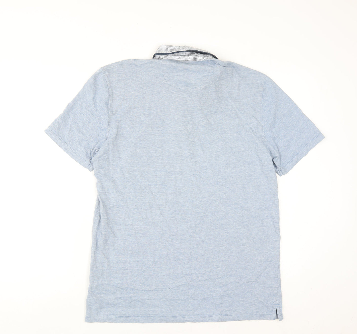 Next Men's Blue Slim Fit Cotton Polo Shirt L Short Sleeve
