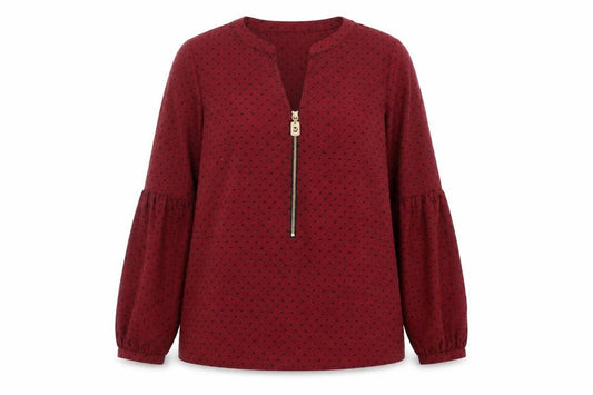 Michael Michael Kors Women's Red Geometric Zip Tunic Blouse XS