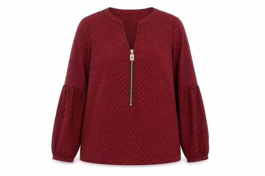 Michael Michael Kors Women's Red Geometric Zip Tunic Blouse XS